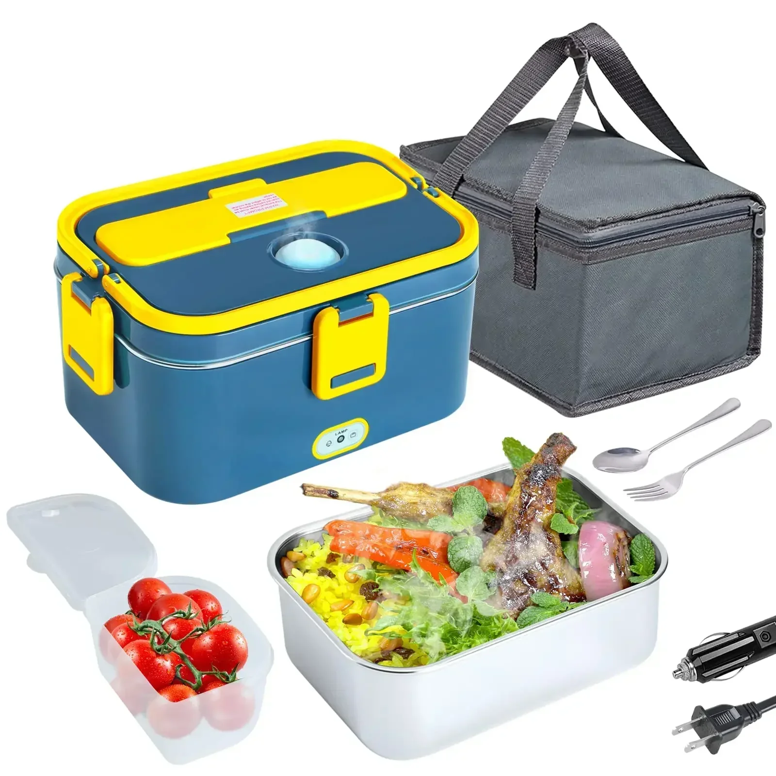 1.8L Electric Lunch Box 60W Food Heated 12V-24V 2-In-1 Portable Food Warmer Heater for Car/Truck/Home Self Heating Box - Image 29