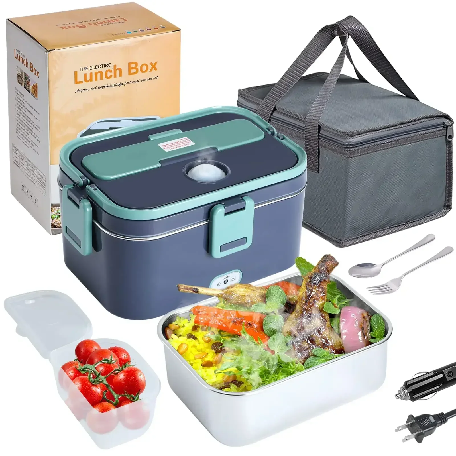1.8L Electric Lunch Box 60W Food Heated 12V-24V 2-In-1 Portable Food Warmer Heater for Car/Truck/Home Self Heating Box - Image 31