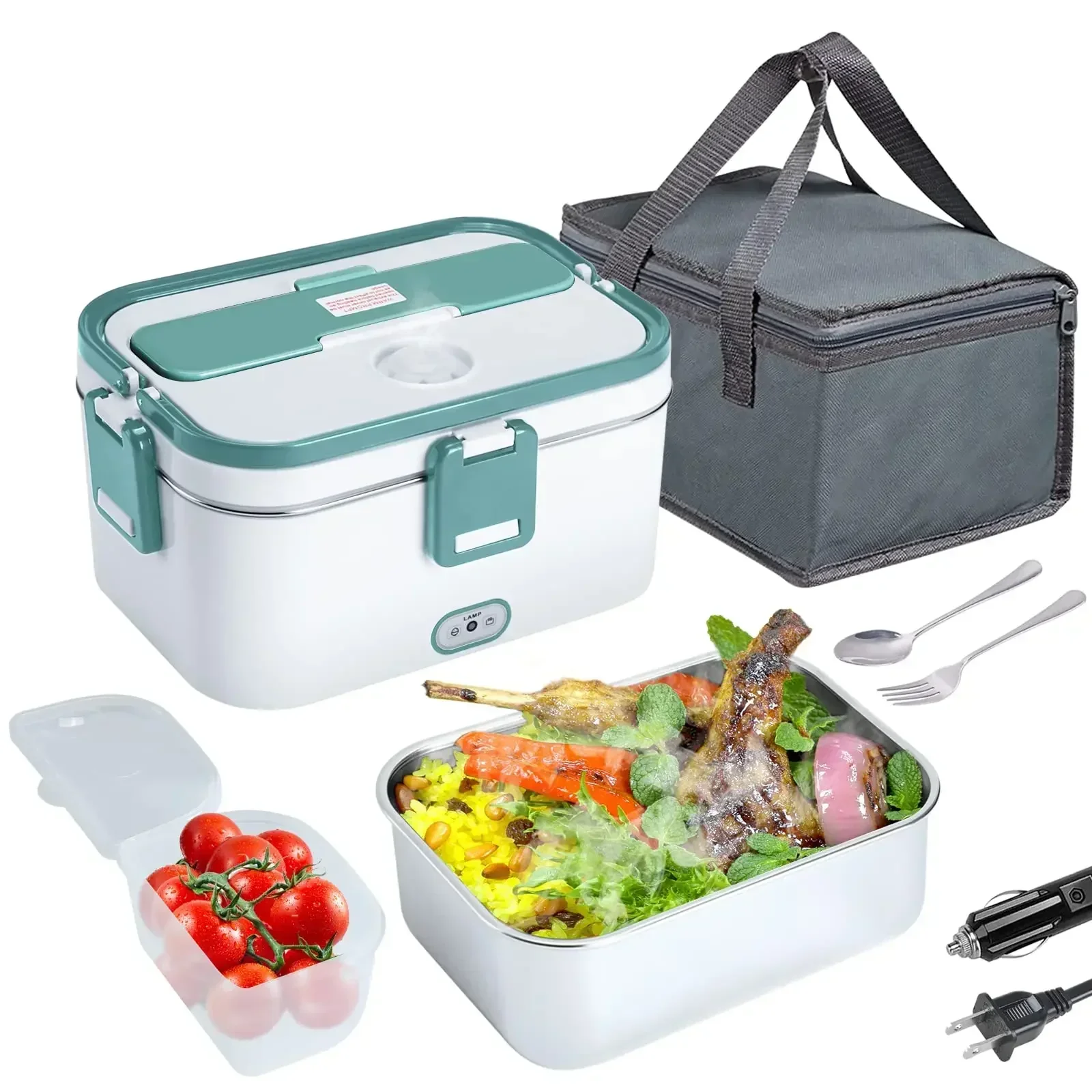 1.8L Electric Lunch Box 60W Food Heated 12V-24V 2-In-1 Portable Food Warmer Heater for Car/Truck/Home Self Heating Box - Image 34
