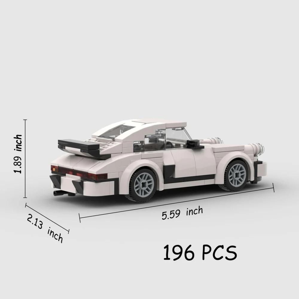 196PCS White Sports Car MOC Building Blocks For Porsche 911 - Image 5