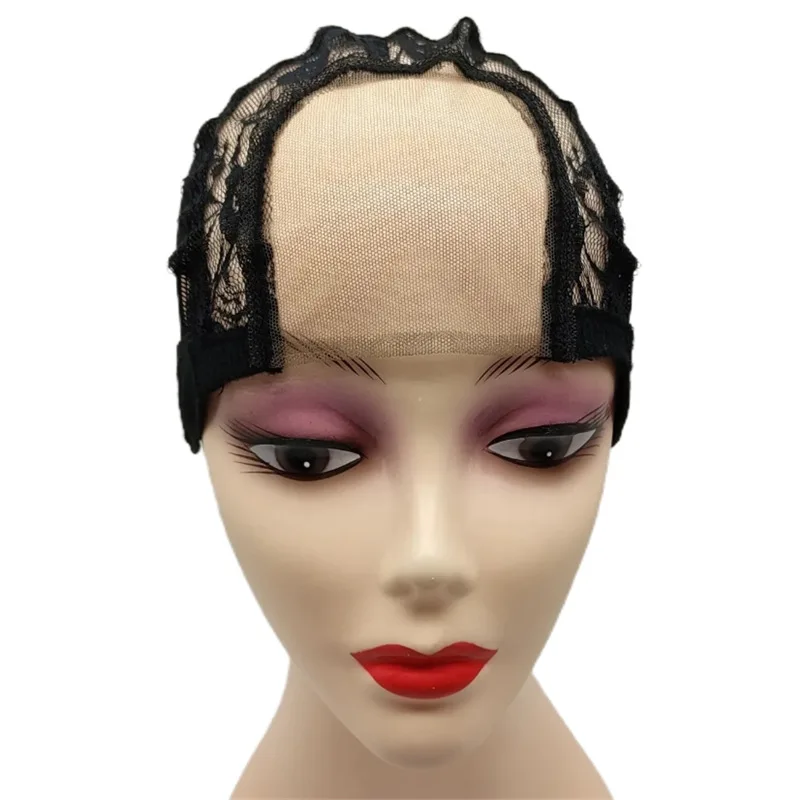 Black U-Part HD Lace Wig Cap – 4x4 Inch with Strap - Image 3