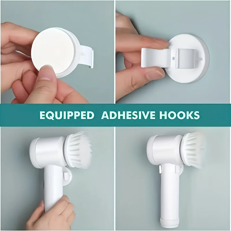 1pc Electric Spin Cleaning Brush,USB Rechargeable Handheld Kitch Cleaner Coldless Rotary Brush, Power Brush Bathroom Rechargeable Brush, Automatic Rotary Power Cleaning Brush For Cleaning - Image 5