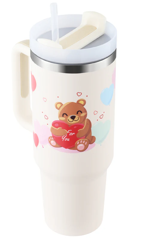 40 Oz Tumbler With Handle Straw Insulated, Stainless Steel Spill Proof Vacuum Coffee Cup Tumbler With Lid Tapered Mug Gifts For Valentine Lover Suitable For Car Gym Office Travel - Image 3