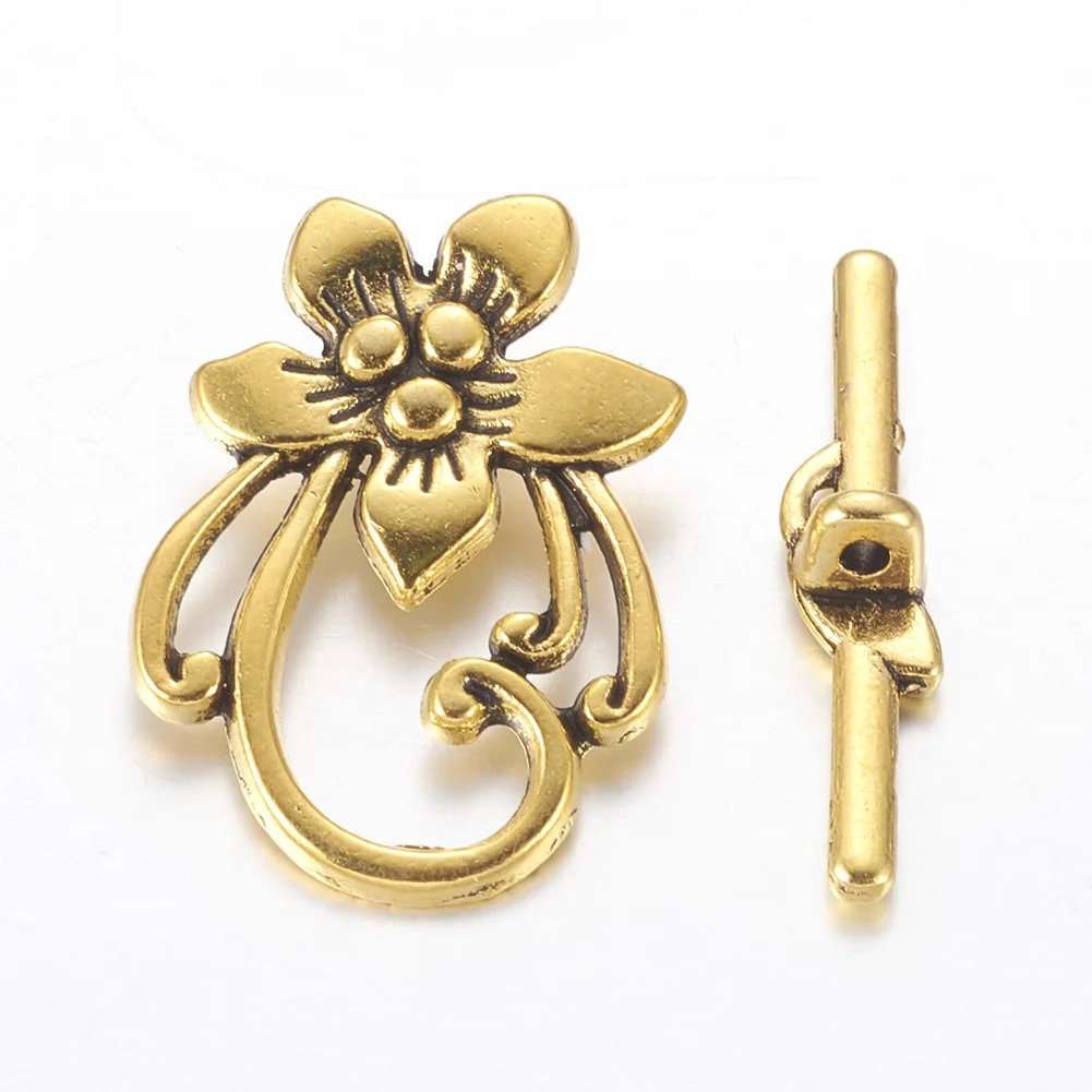 Antique Silver Toggle Clasps – Flower & Heart Connectors (5 Sets) - Image 19