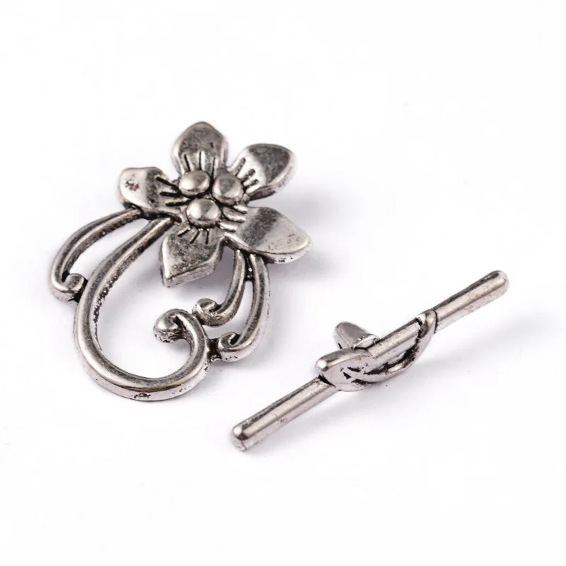 Antique Silver Toggle Clasps – Flower & Heart Connectors (5 Sets) - Image 20