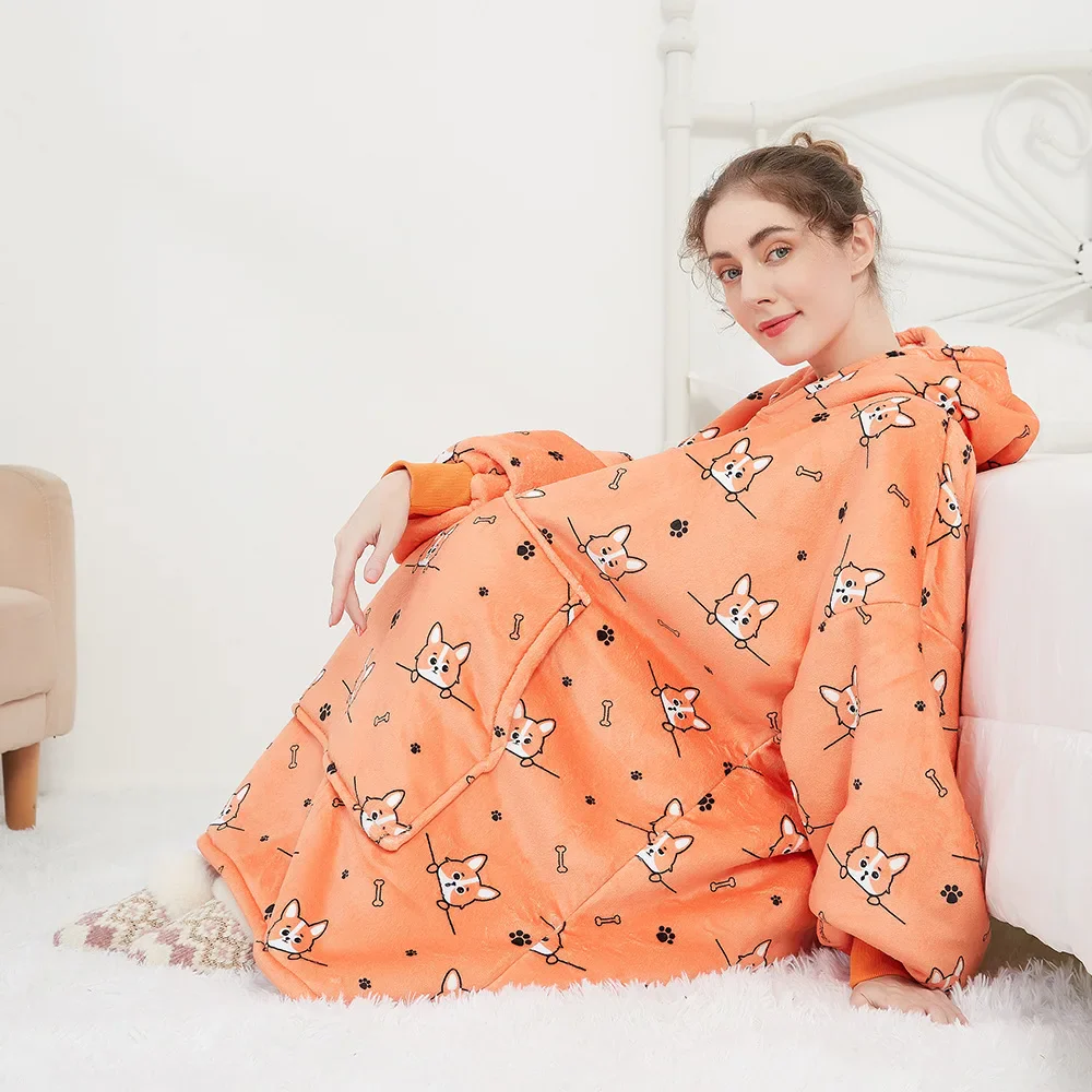 Wearable Blanket Hoodie – Oversized Fleece Thermal - Image 26