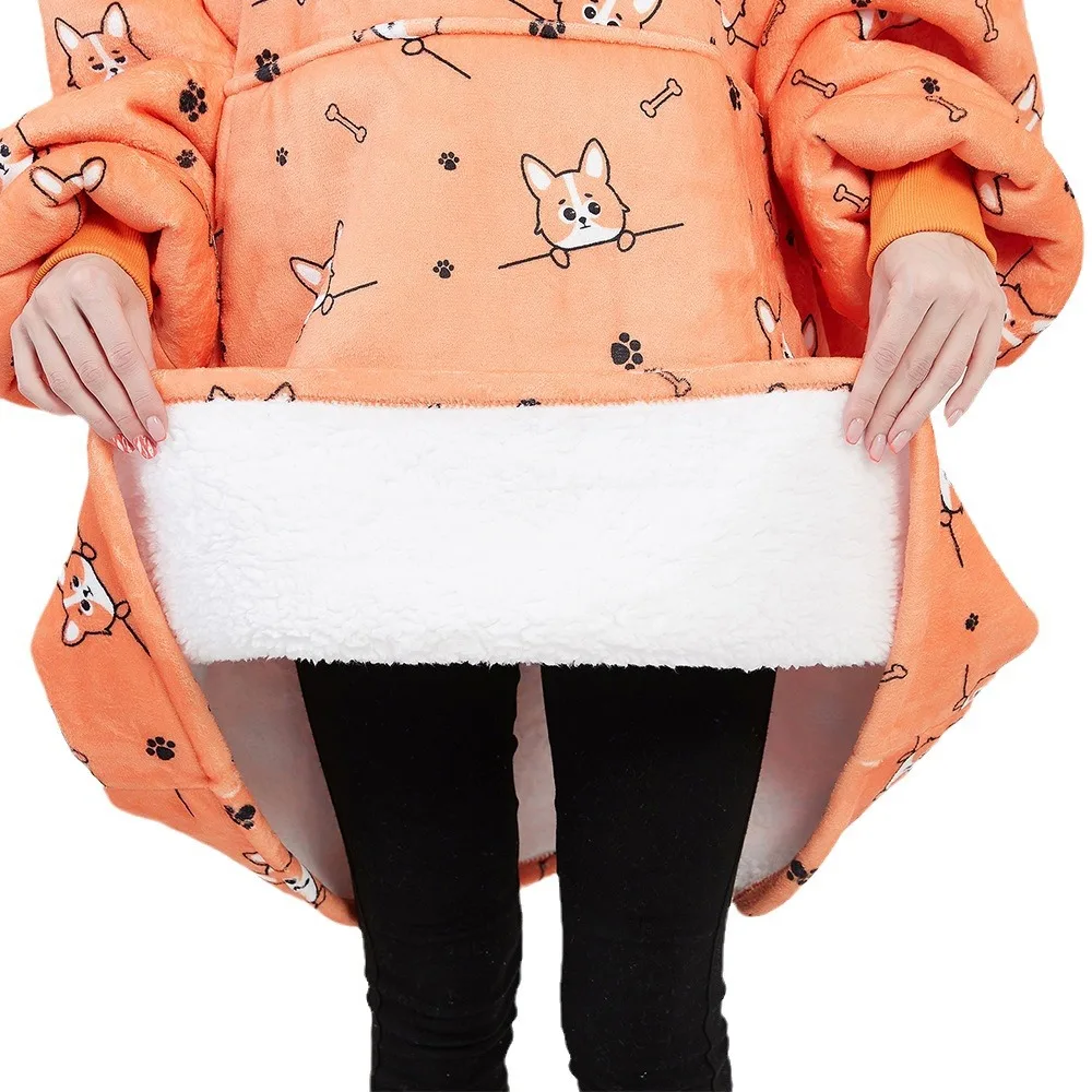 Wearable Blanket Hoodie – Oversized Fleece Thermal - Image 5