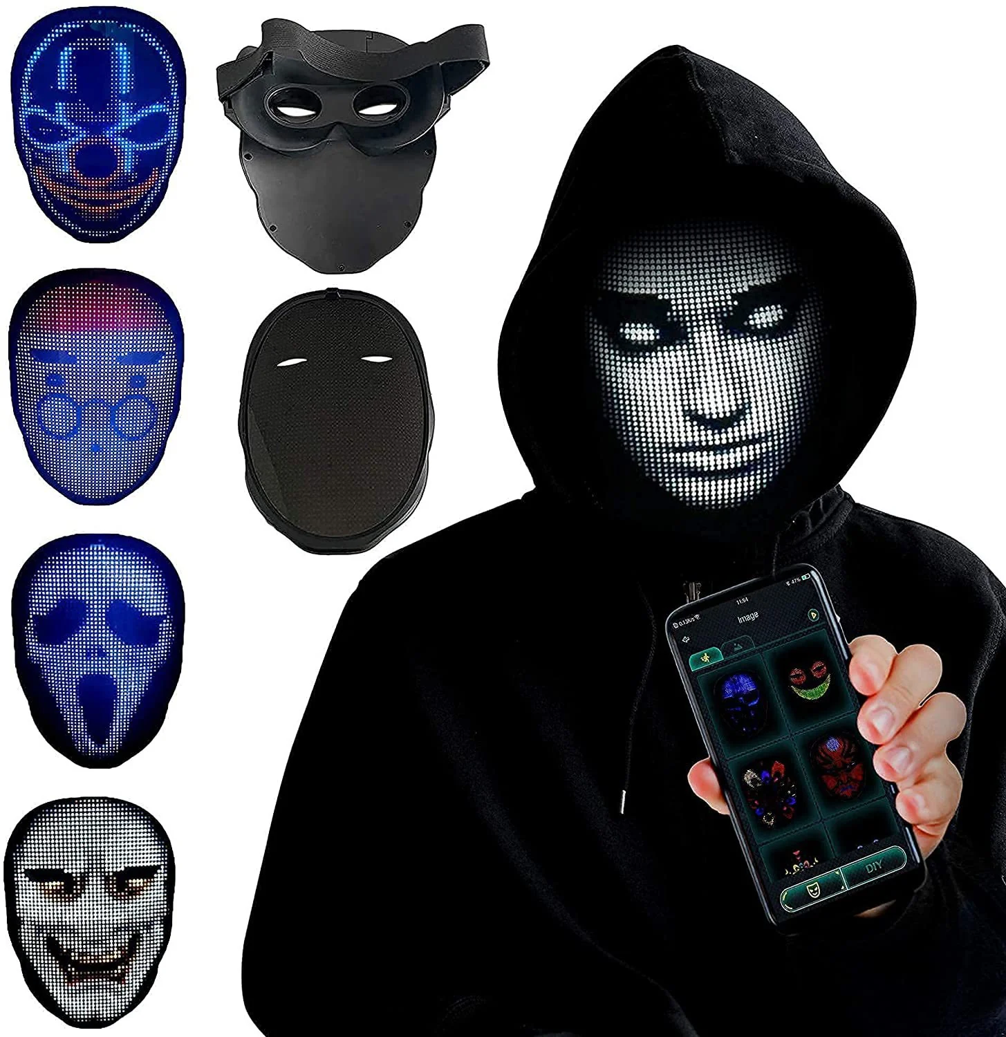 Halloween Face Masks Full Color LED Luminous Mask Face Changing Mask Party Bar Props - Image 6