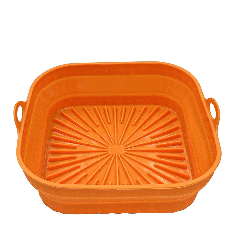 Kitchen Collapsible Air Fryer Silicone Pot Reusable Round Square Liners Basket For Air Fryer Non-slip Baking Tray Oven Accessories - Image 5