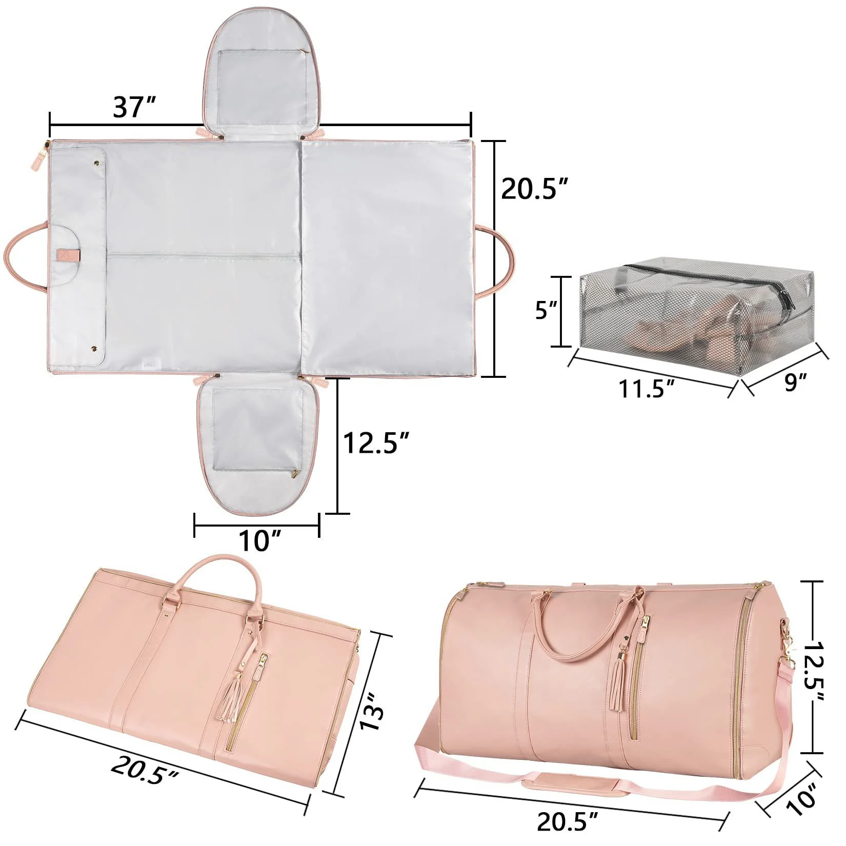Large Capacity Travel Duffle Bag Women's Handbag Folding Suit Bag Waterproof Clothes Totes - Image 2