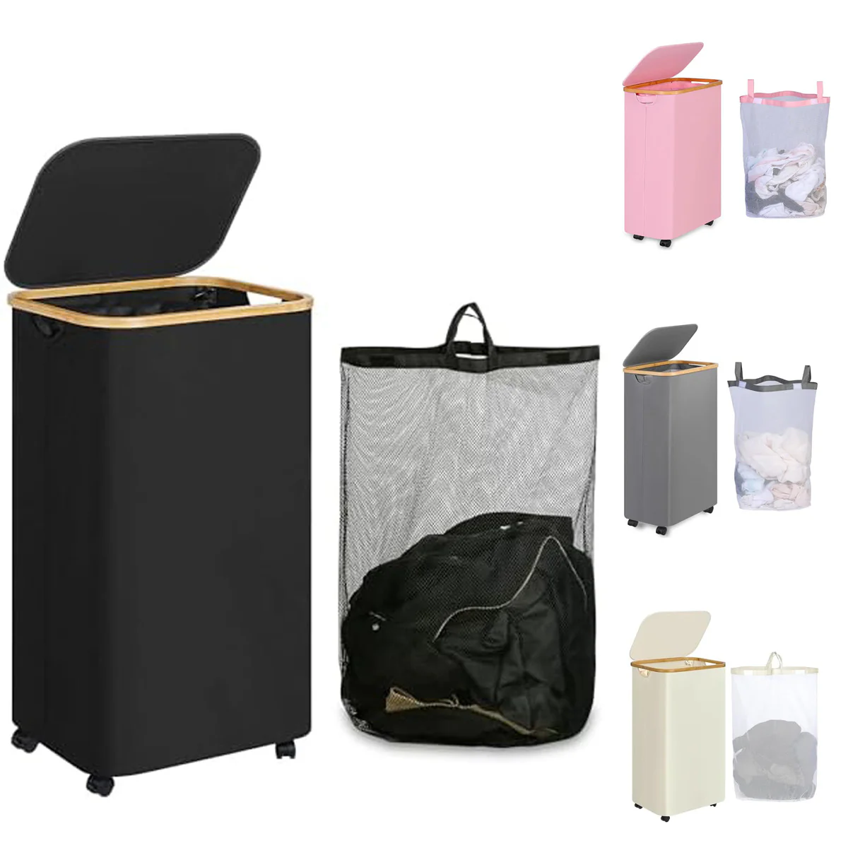 Laundry Basket Foldable With Wheels - Image 2