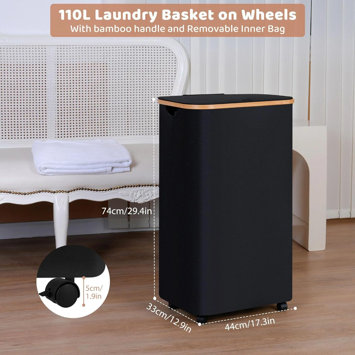 Laundry Basket Foldable With Wheels - Image 3