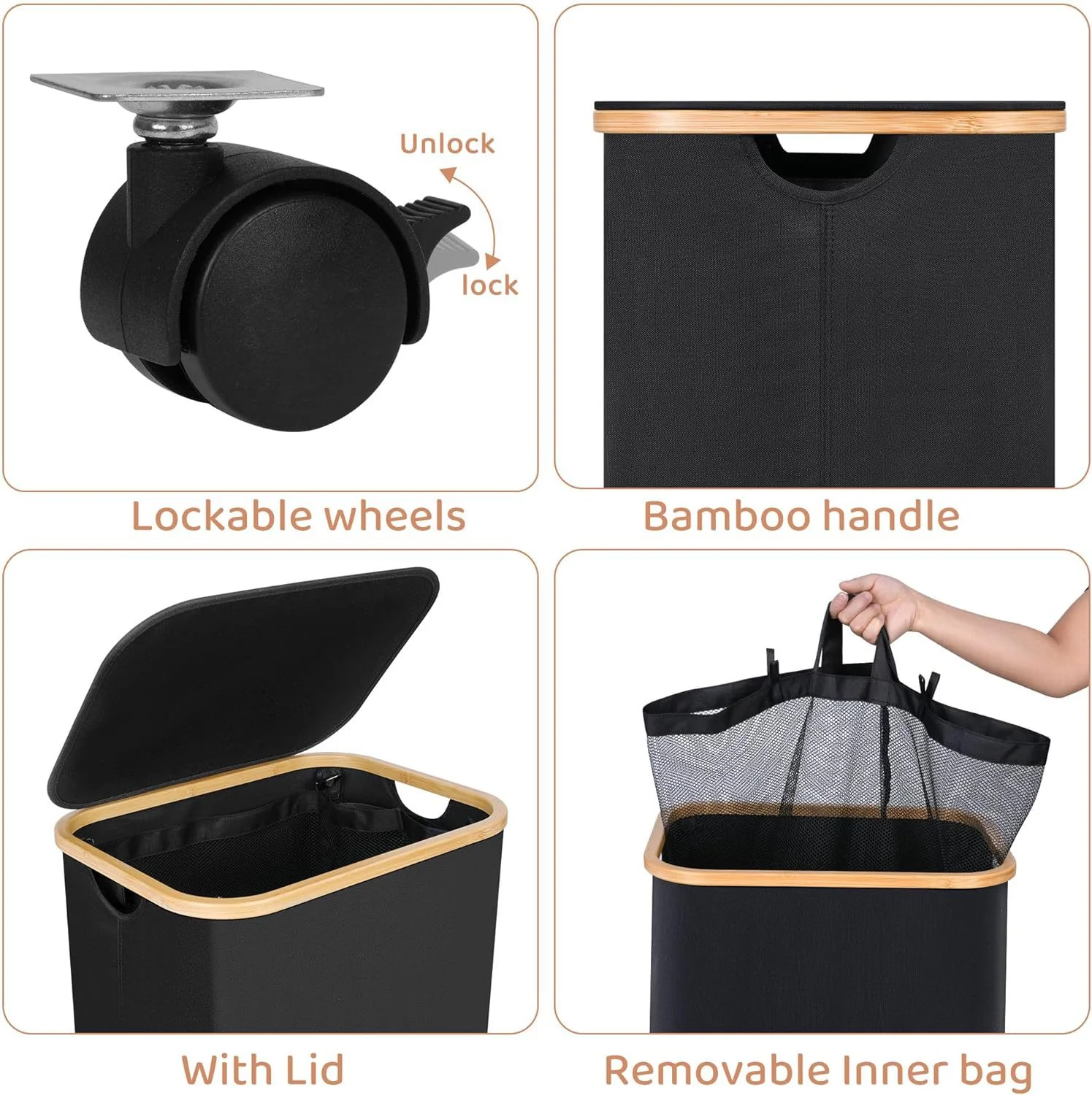 Laundry Basket Foldable With Wheels - Image 4