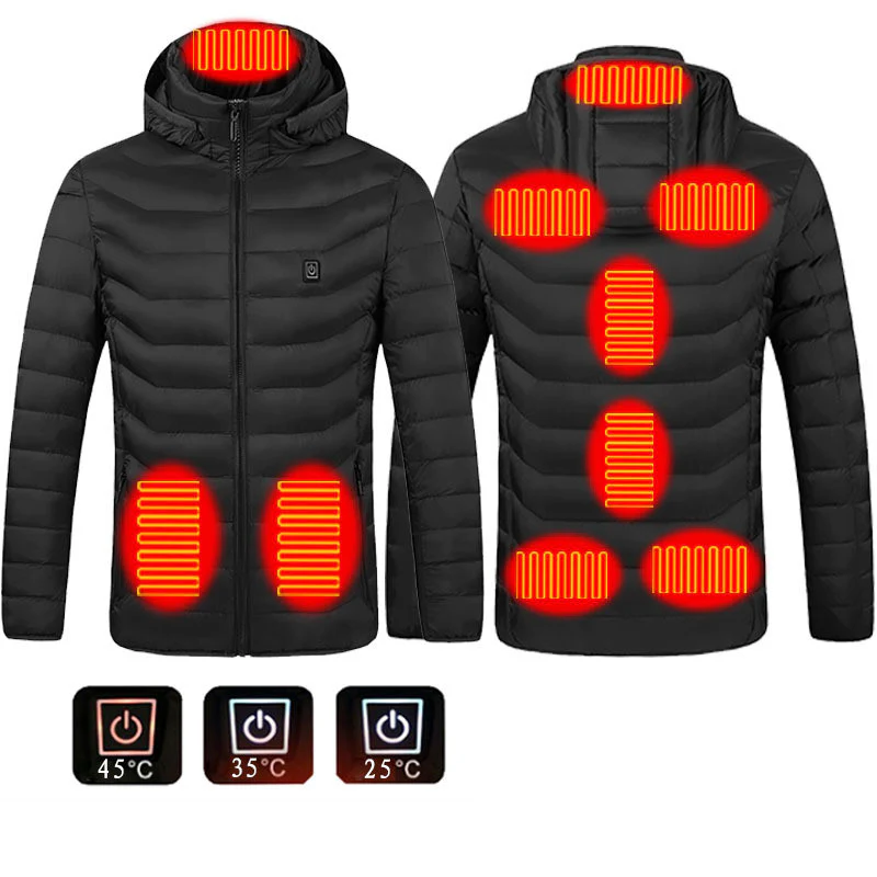 Men Heated Puffer Jacket Electric Heating Coat Insulated Hood Windbreaker 9Heat Zones - Image 7