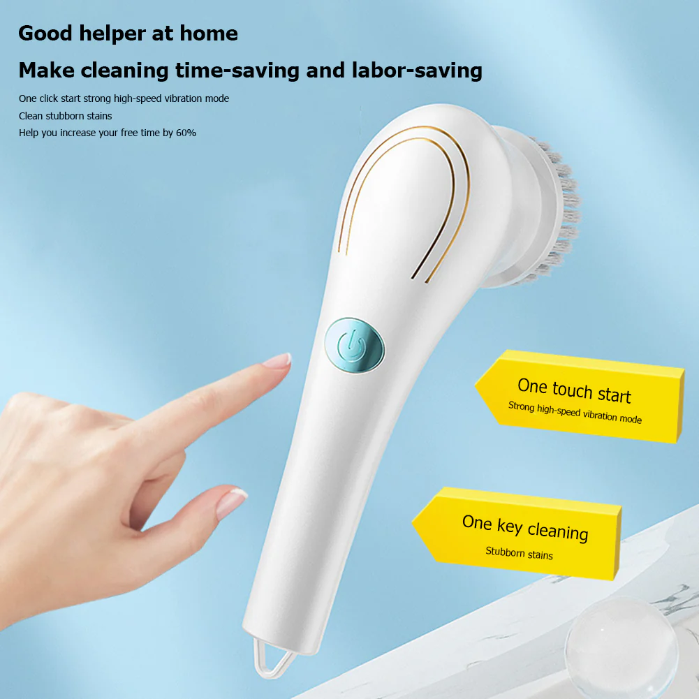 Multifunctional Electric Handheld Kitchen Household Dishwashing Brush Handheld Scrubber Bathtub Sink Bathroom Kitchen Tile Cleaning Tool Drill Brush Set With 5 Heads - Image 2