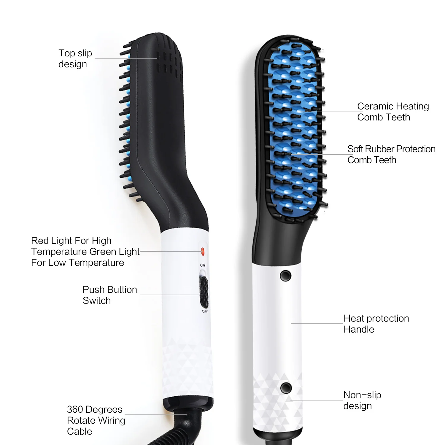 Multifunctional Hair Straightener Hair Comb Brush Men Beard Straightener Straightening - Image 5