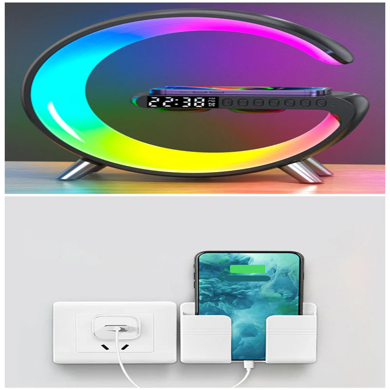 New Intelligent G Shaped LED Lamp Bluetooth Speake Wireless Charger Atmosphere Lamp App Control For Bedroom Home Decor - Image 3