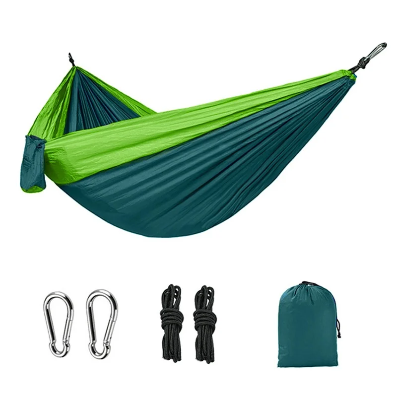 Single Person Portable Outdoor Camping Hammock With Nylon Color Matching Hammock High Strength Parachute Fabric Hanging Bed - Image 13