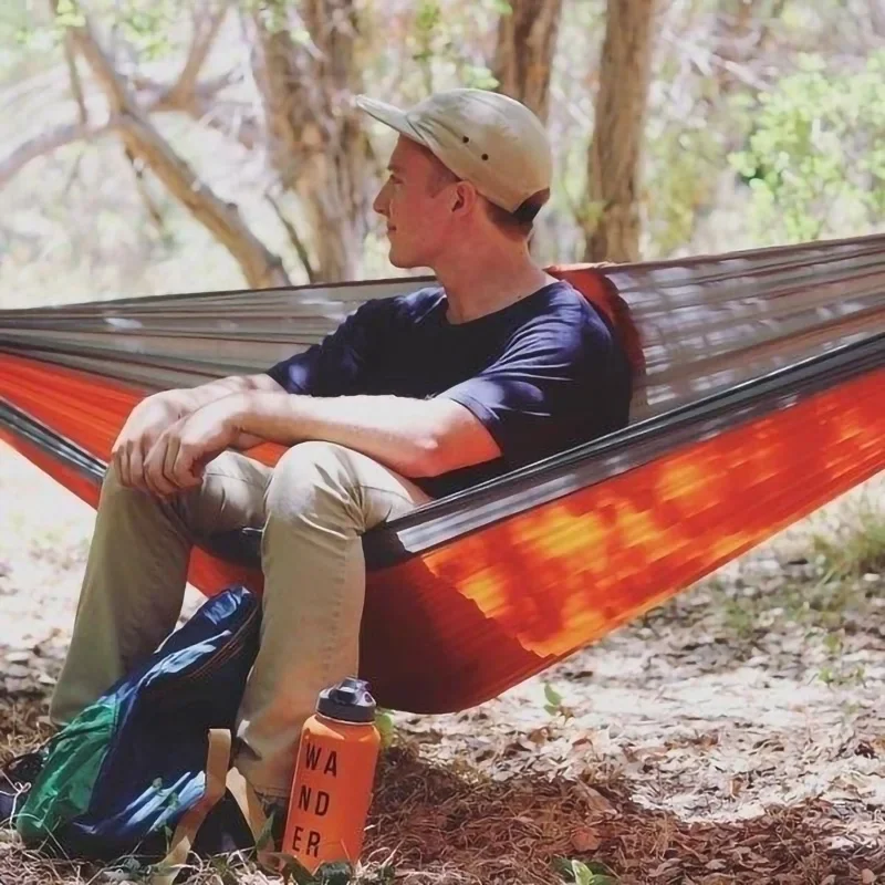 Single Person Portable Outdoor Camping Hammock With Nylon Color Matching Hammock High Strength Parachute Fabric Hanging Bed - Image 20