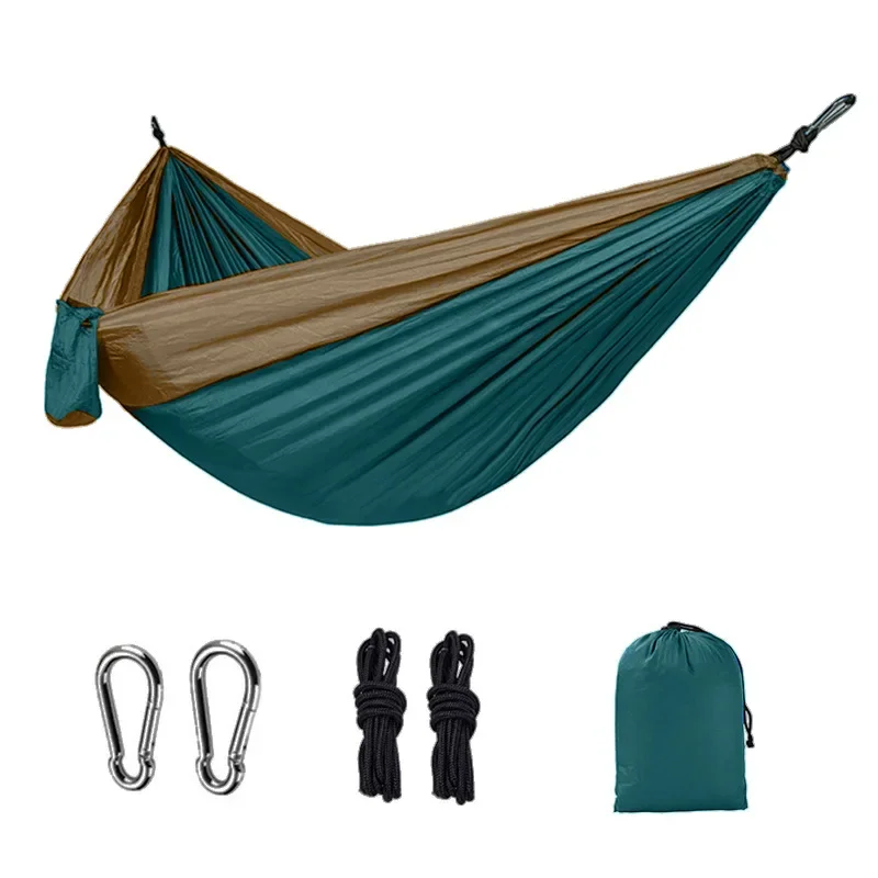 Single Person Portable Outdoor Camping Hammock With Nylon Color Matching Hammock High Strength Parachute Fabric Hanging Bed - Image 27