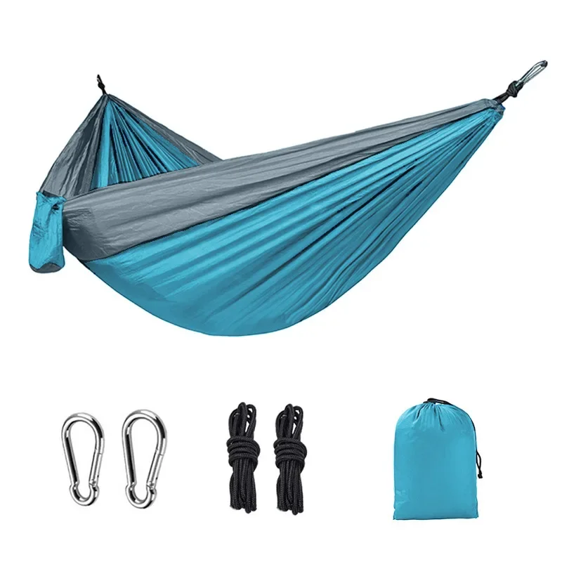 Single Person Portable Outdoor Camping Hammock With Nylon Color Matching Hammock High Strength Parachute Fabric Hanging Bed - Image 28