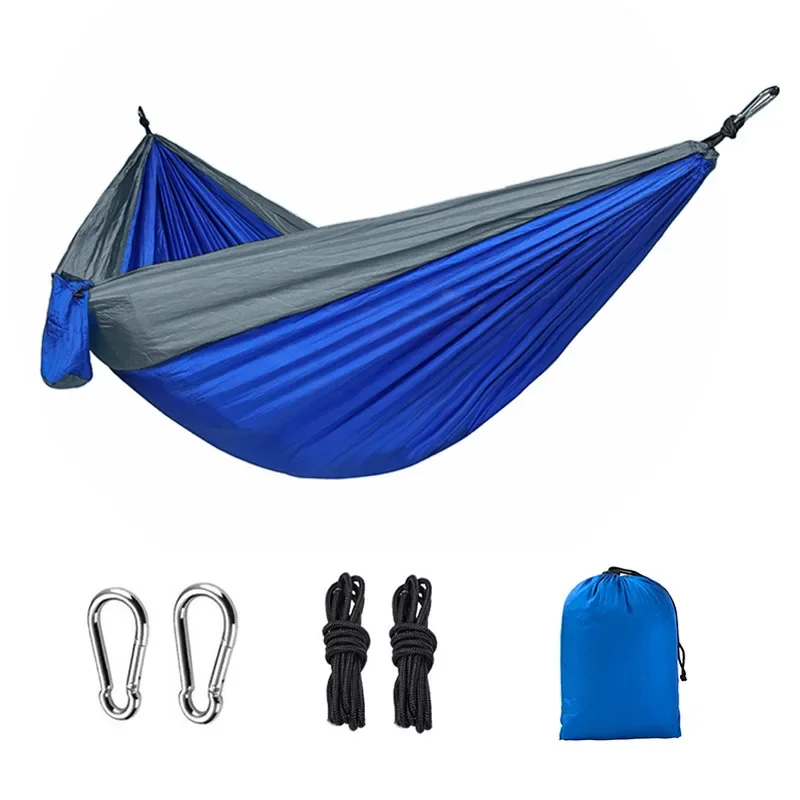 Single Person Portable Outdoor Camping Hammock With Nylon Color Matching Hammock High Strength Parachute Fabric Hanging Bed - Image 31