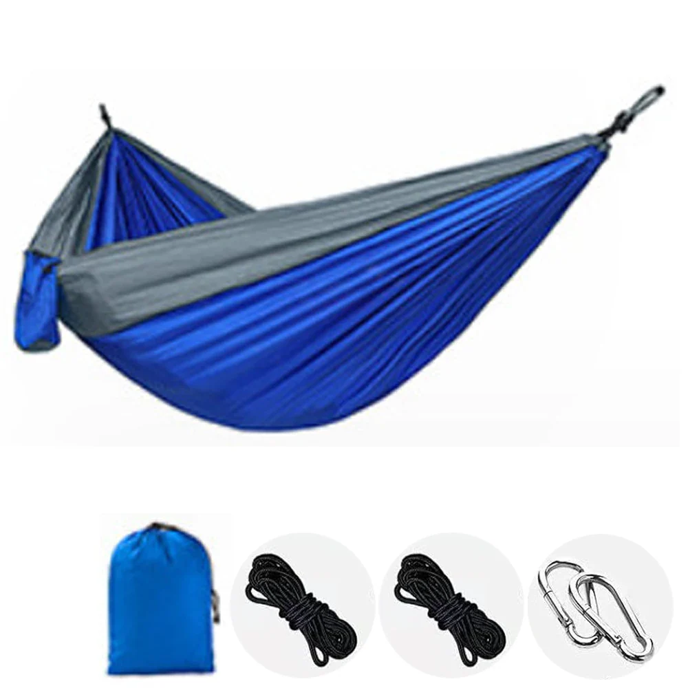 Single Person Portable Outdoor Camping Hammock With Nylon Color Matching Hammock High Strength Parachute Fabric Hanging Bed - Image 33