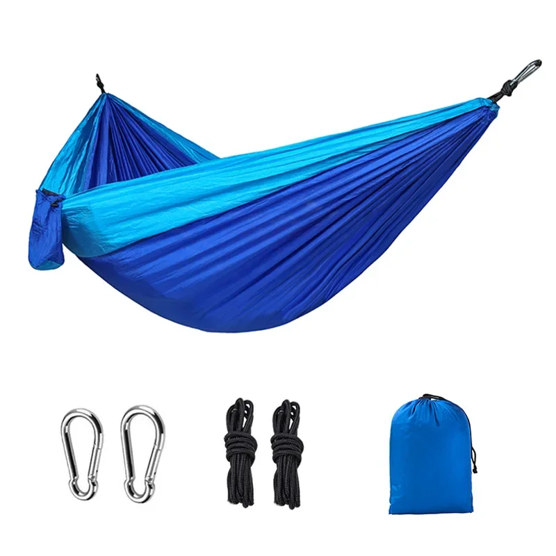 Single Person Portable Outdoor Camping Hammock With Nylon Color Matching Hammock High Strength Parachute Fabric Hanging Bed - Image 37