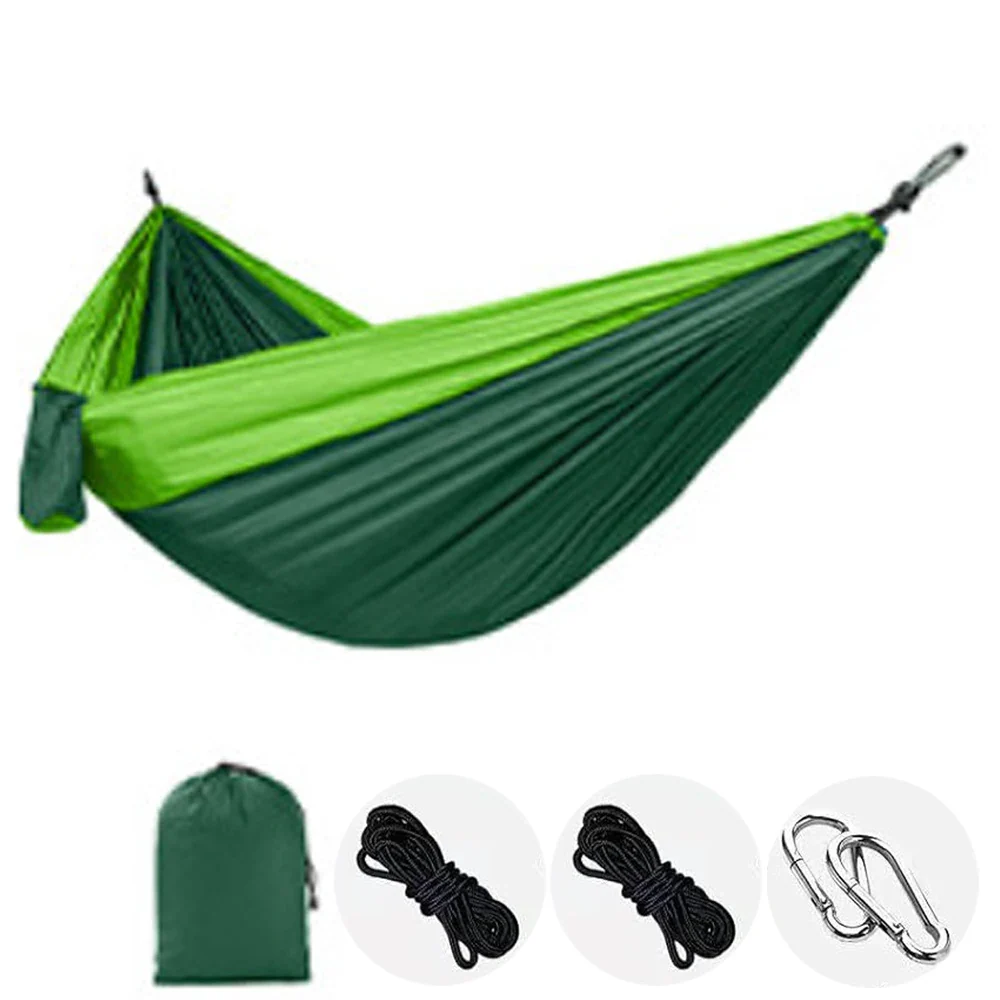 Single Person Portable Outdoor Camping Hammock With Nylon Color Matching Hammock High Strength Parachute Fabric Hanging Bed - Image 38