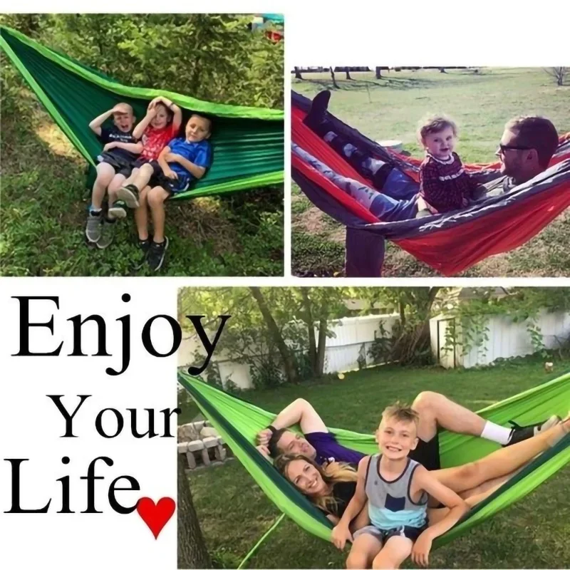 Single Person Portable Outdoor Camping Hammock With Nylon Color Matching Hammock High Strength Parachute Fabric Hanging Bed - Image 42