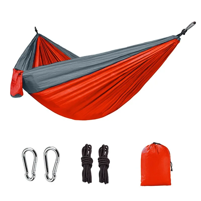 Single Person Portable Outdoor Camping Hammock With Nylon Color Matching Hammock High Strength Parachute Fabric Hanging Bed - Image 45