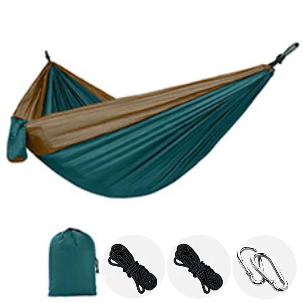 Single Person Portable Outdoor Camping Hammock With Nylon Color Matching Hammock High Strength Parachute Fabric Hanging Bed - Image 55