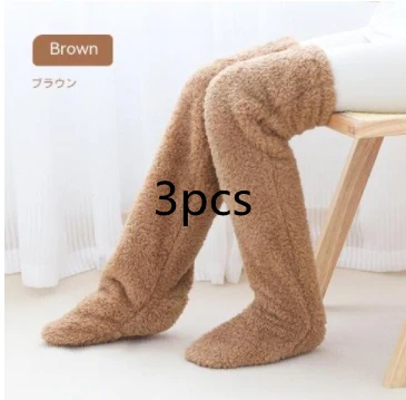 Over Knee High Fuzzy Long Socks Winter Warm Cold Leg Knee Joint Cold-proof Stockings Home Floor Sleeping Socks - Image 11