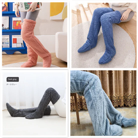 Over Knee High Fuzzy Long Socks Winter Warm Cold Leg Knee Joint Cold-proof Stockings Home Floor Sleeping Socks - Image 26