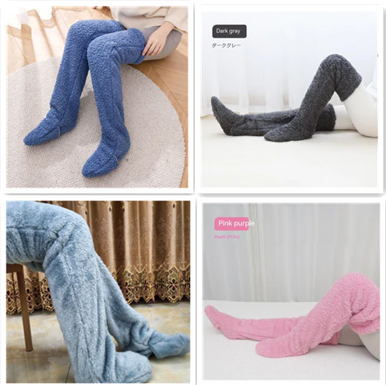 Over Knee High Fuzzy Long Socks Winter Warm Cold Leg Knee Joint Cold-proof Stockings Home Floor Sleeping Socks - Image 27
