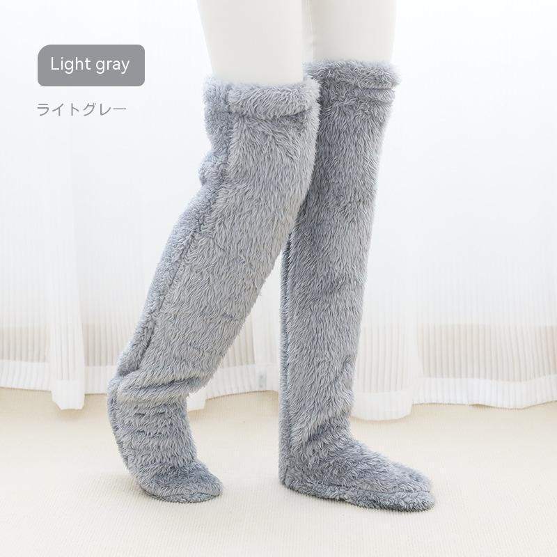 Over Knee High Fuzzy Long Socks Winter Warm Cold Leg Knee Joint Cold-proof Stockings Home Floor Sleeping Socks - Image 31