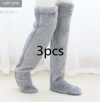 Over Knee High Fuzzy Long Socks Winter Warm Cold Leg Knee Joint Cold-proof Stockings Home Floor Sleeping Socks - Image 33