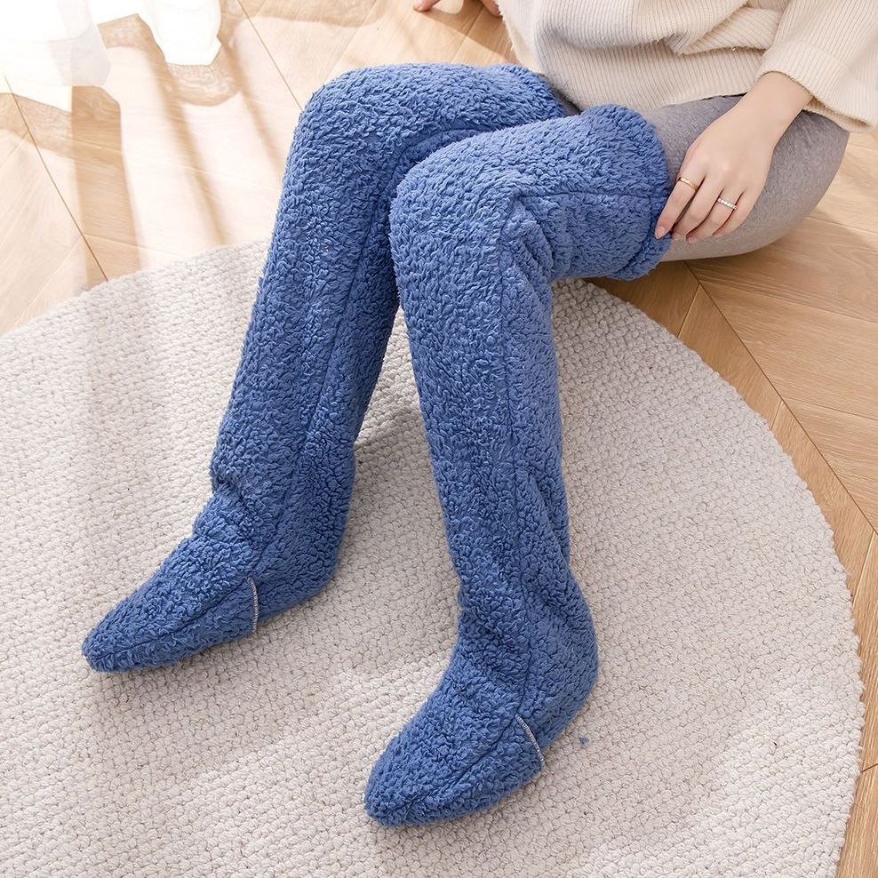 Over Knee High Fuzzy Long Socks Winter Warm Cold Leg Knee Joint Cold-proof Stockings Home Floor Sleeping Socks - Image 4