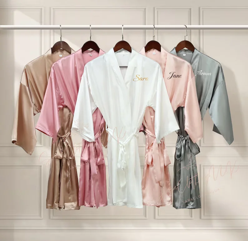 Personalized Name Bridesmaid Robes Bride Gift Bride Robe Gift Satin Robe Bride Dressing Gown Bridal Party Robes Wedding Robe - Image 30