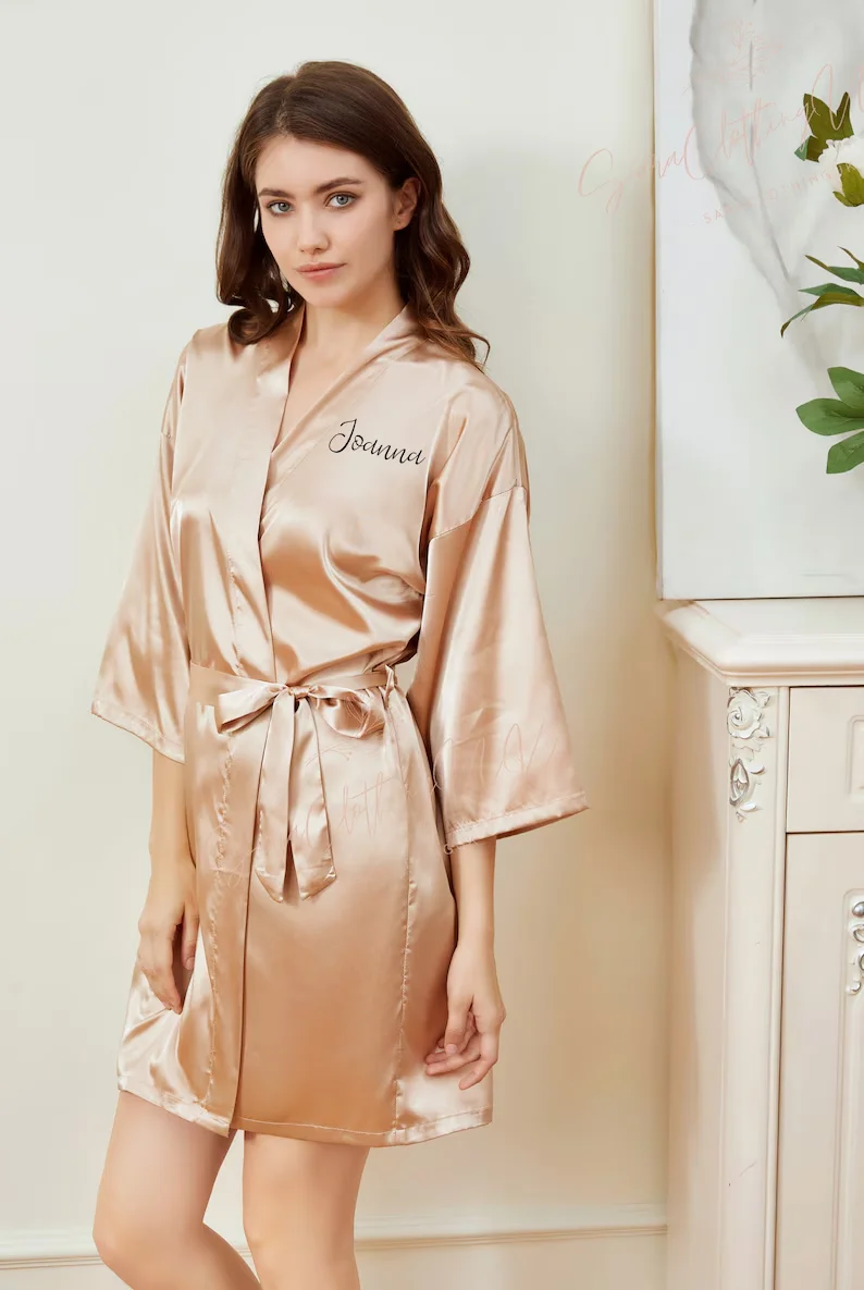 Personalized Name Bridesmaid Robes Bride Gift Bride Robe Gift Satin Robe Bride Dressing Gown Bridal Party Robes Wedding Robe - Image 33