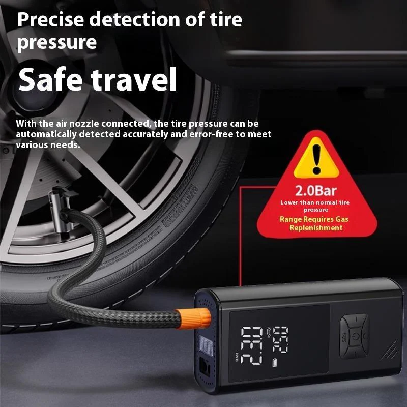 Portable Wireless Car Tire Inflator  Suitable For Cars, Motorcycles, Bicycles, And Sports Balls Features Digital Pressure Gauge, Auto-Shutoff, Faster Inflation, Self-pickup Only - Image 3