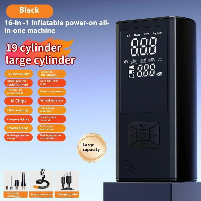 Portable Wireless Car Tire Inflator  Suitable For Cars, Motorcycles, Bicycles, And Sports Balls Features Digital Pressure Gauge, Auto-Shutoff, Faster Inflation, Self-pickup Only - Image 7