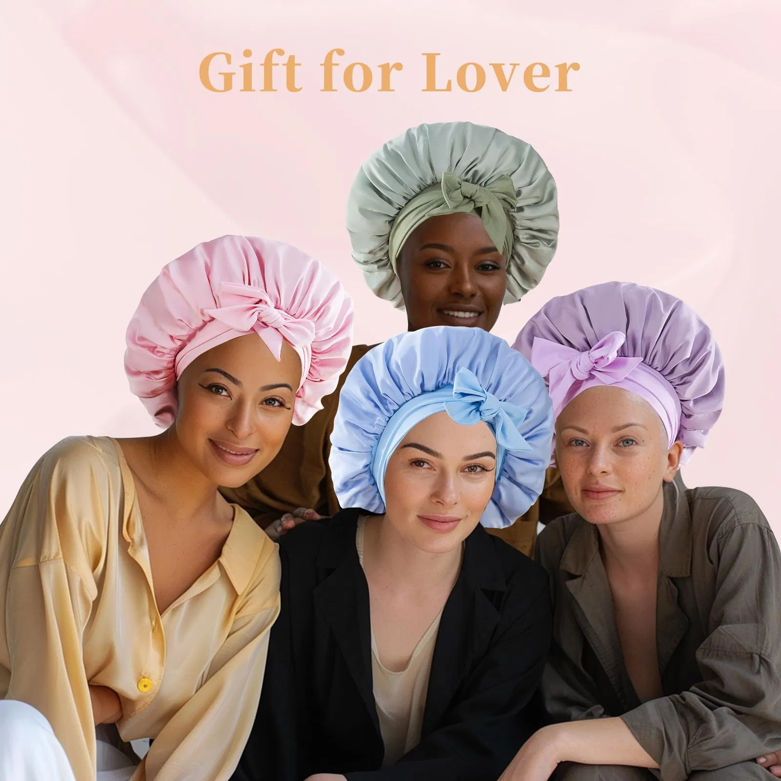 Silk Bonnet For Sleeping Women, Satin Hair Bonnet For Sleeping For Wavy Curly Natural Hair Women Men - Red - Image 3