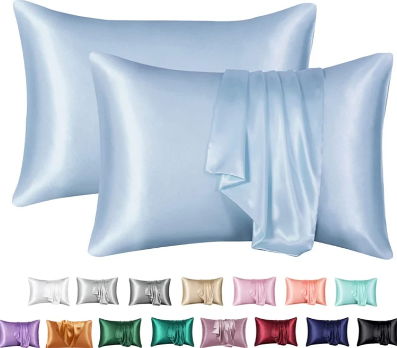 Silk Solid Color Satin Pillowcase Envelope Pillow - Image 10