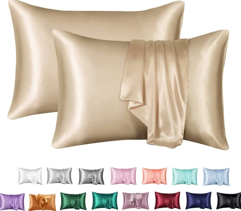 Silk Solid Color Satin Pillowcase Envelope Pillow - Image 13