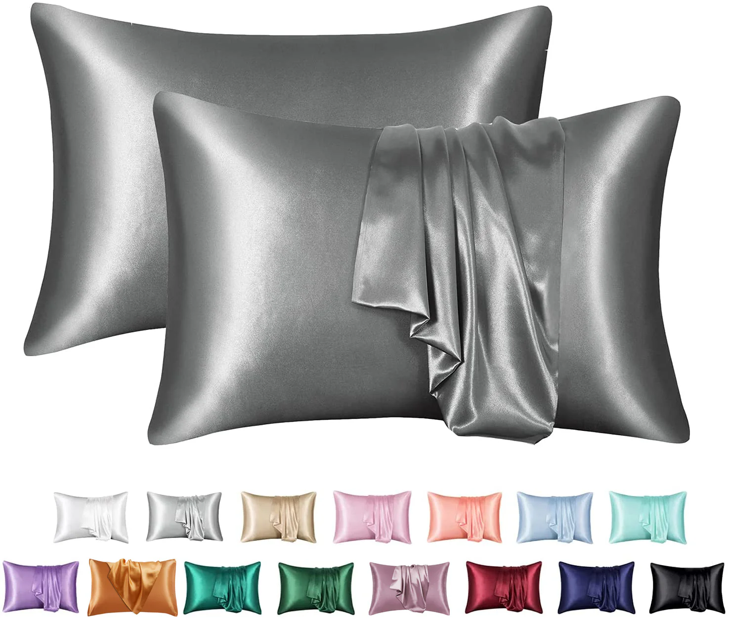 Silk Solid Color Satin Pillowcase Envelope Pillow - Image 14