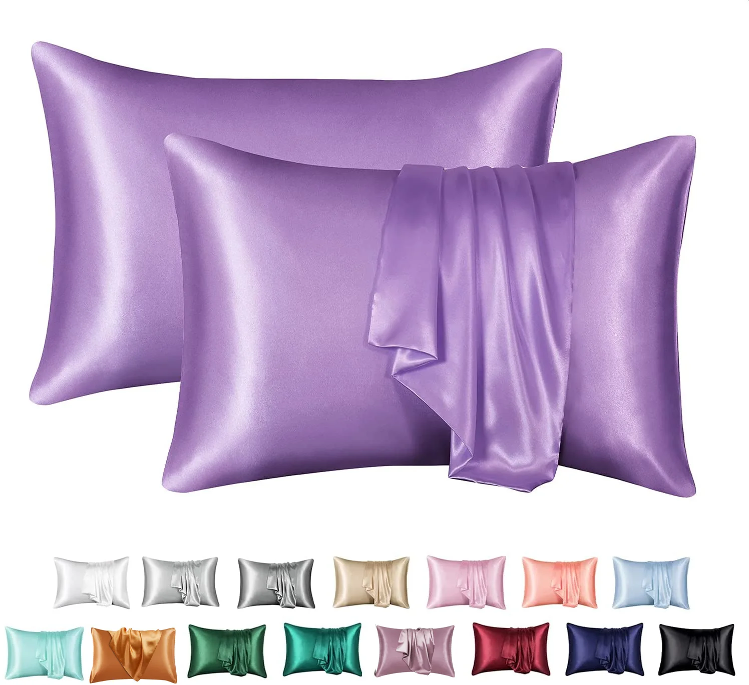 Silk Solid Color Satin Pillowcase Envelope Pillow - Image 15