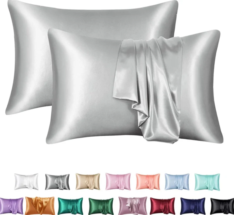Silk Solid Color Satin Pillowcase Envelope Pillow - Image 9