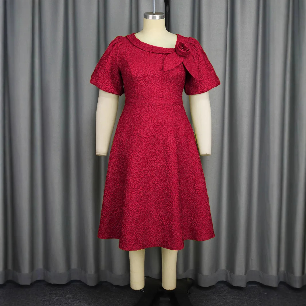 Spring Summer plus Size Jacquard Dress A-Line Fashion Party Banquet Temperament 2025 New Arrivals - Image 7