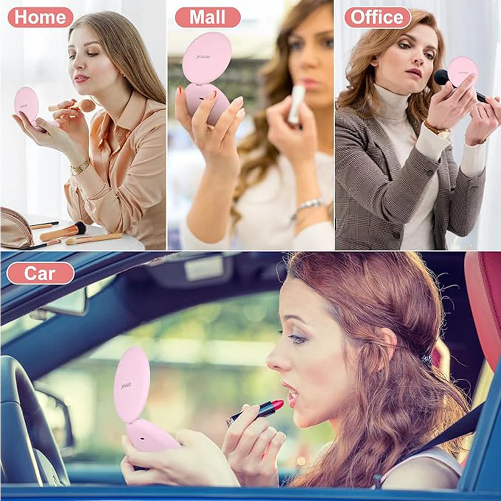 Travel Makeup Mirror With LED Light,  Magnifying Mirror With Light Perfect Wife Birthday Gift Ideas, 3.5 Inches 2 Side Compact Mirror Portable For Handbag, Purse, Pocket - Image 6